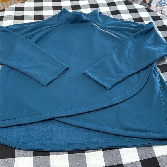 Athleta Cozy Karma Asymmetrical Pullover Sweatshirt 3X Enchanted Blue 383402 - Picture 6 of 16